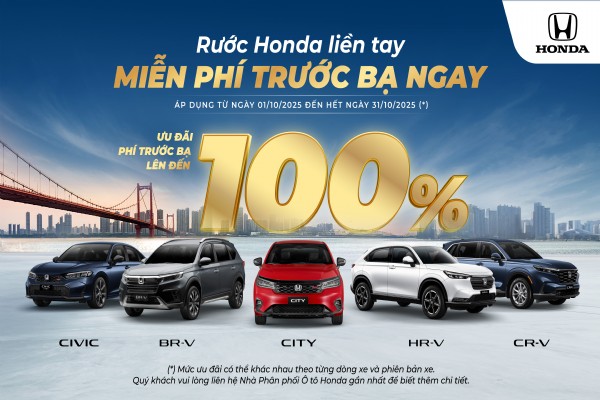 KHUYẾN MẠI THÁNG 10: Rước Honda Liền Tay - Miễn Phí Trước Bạ Ngay