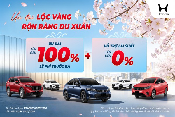 Chương trình khuyến mại của các dòng xe ô tô Honda trong tháng 03 năm 2026